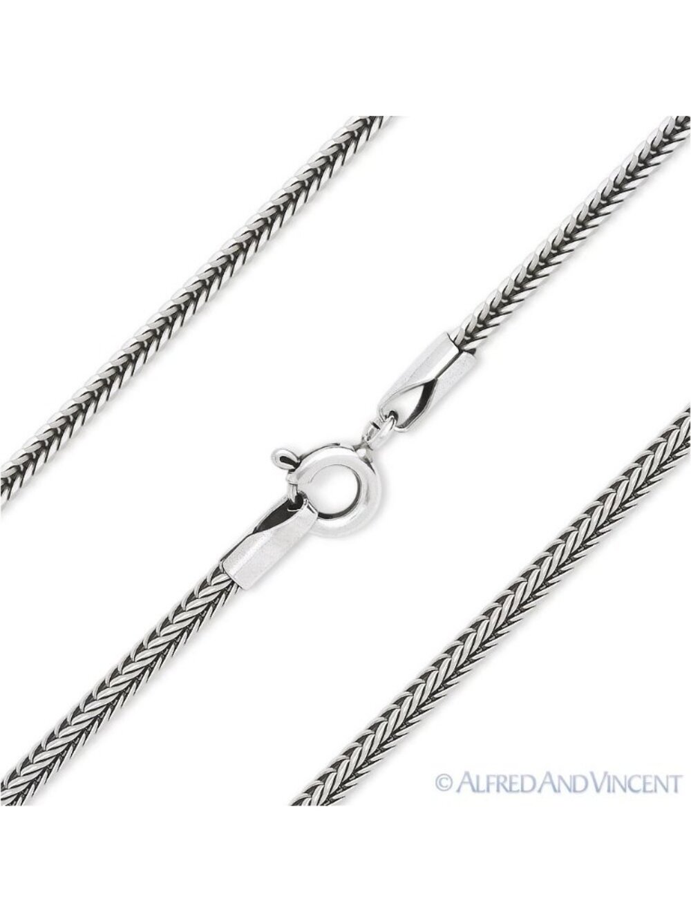 1.7mm Dragon Bone Link Wheat Chain Necklace in Oxidized .925 Sterling Silver 30"